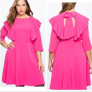 Eloquii Tie Back Flutter Dress Pink Size 24
